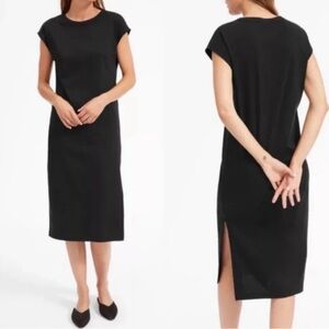 EVERLANE The Luxe Cotton Side Slit Tee Dress - Size - XS Black
